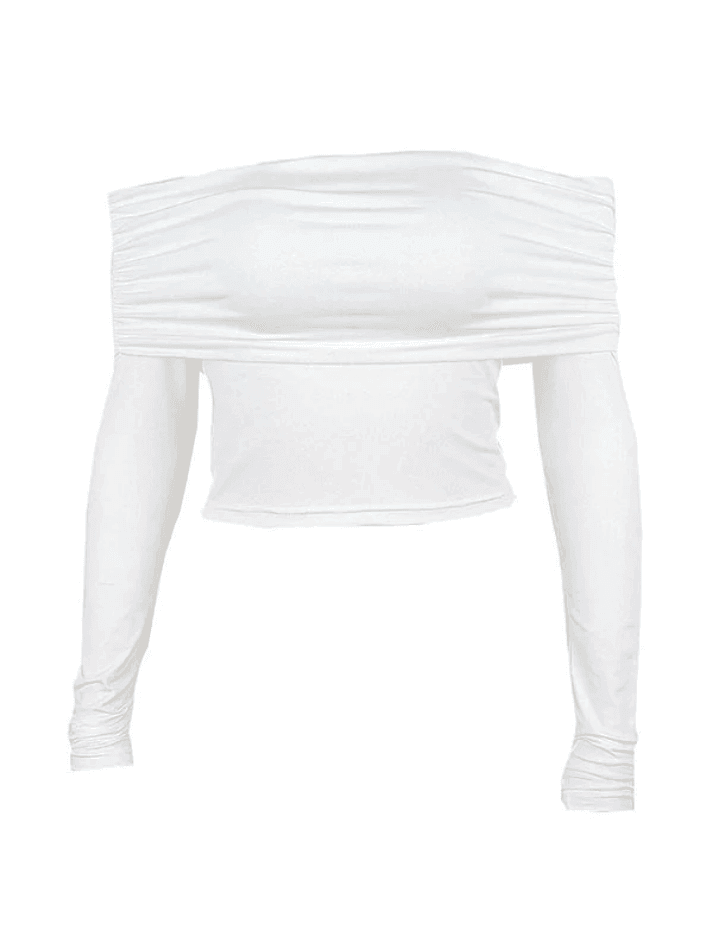 White Long Sleeve Off Shoulder Top - AnotherChill
