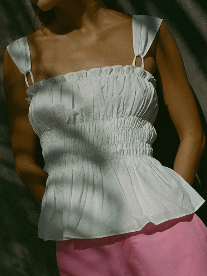 White Pleated Cami Top - AnotherChill