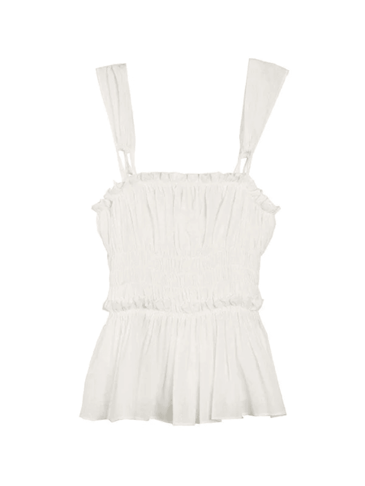 White Pleated Cami Top - AnotherChill