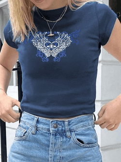 Wing Heart Vintage Crop Top - AnotherChill