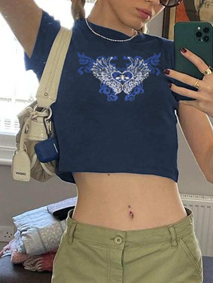 Wing Heart Vintage Crop Top - AnotherChill