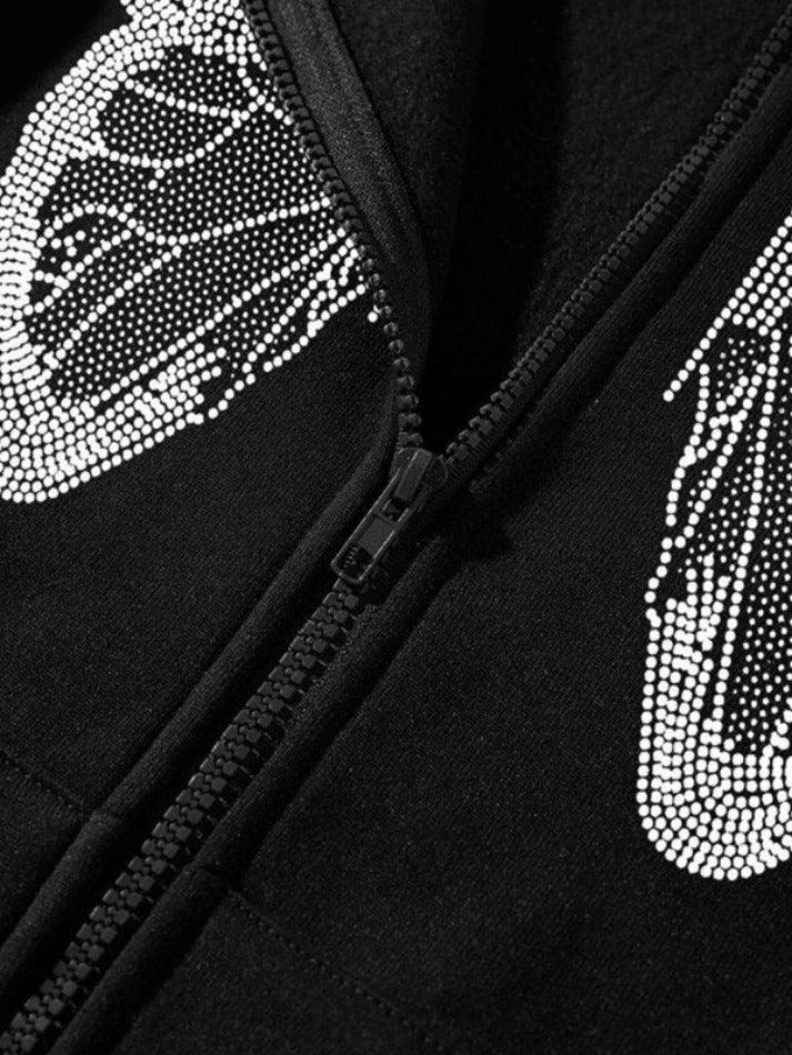 Y2K Butterfly Oversized Zip Up Hoodie - AnotherChill