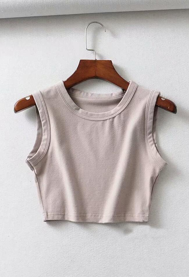 2023 Yoga Solid Cropped Tank Top Gray S in Tops&Tees Online Store ...