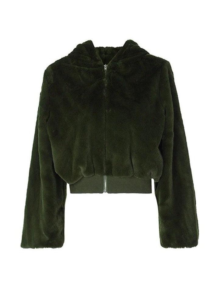 Zip Up Hooded Fuzzy Jacket - AnotherChill