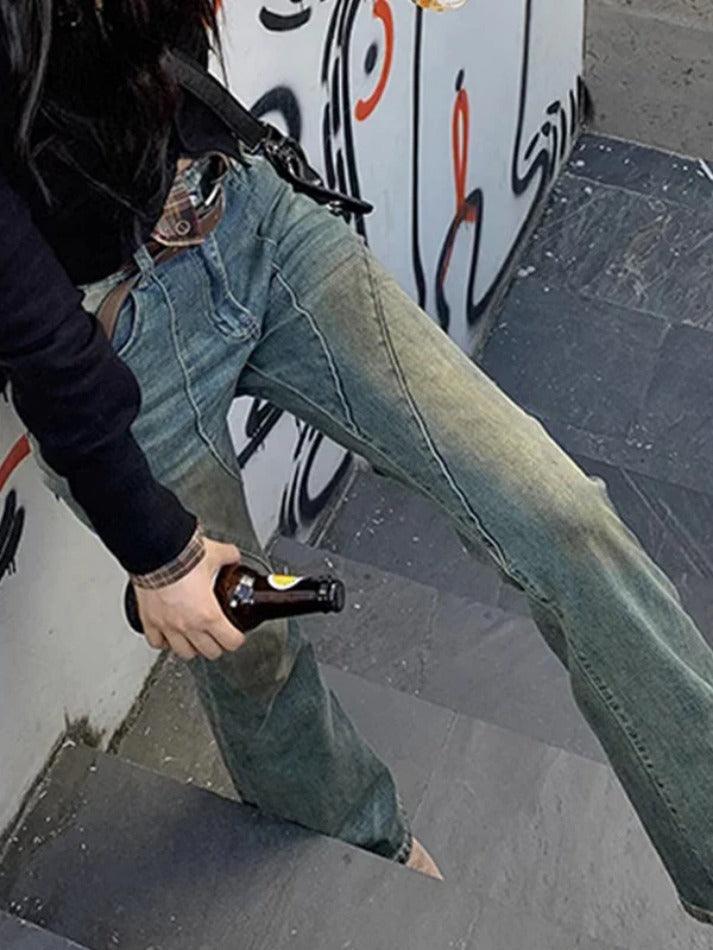 Vintage Distressed Splice Flare Jeans - AnotherChill