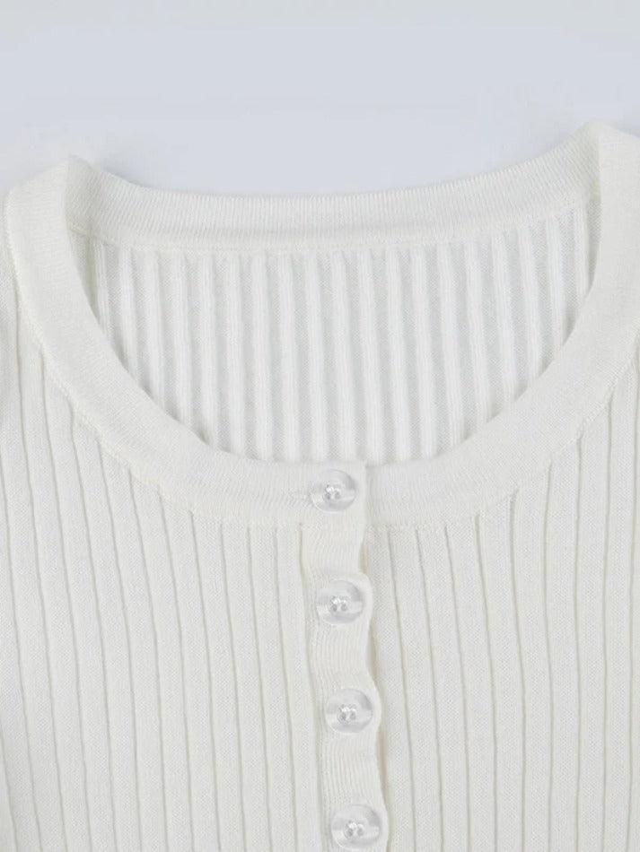 Solid Breasted Ribbed Long Sleeve Knit - AnotherChill