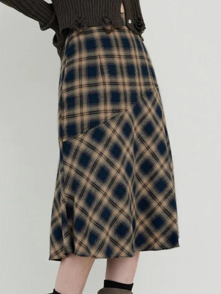 Contrast Color Plaid Splice High Rise Mini Skirt - AnotherChill