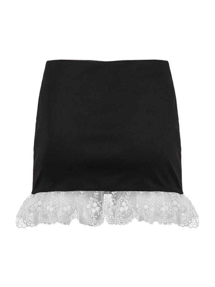 Lace Splice High Rise Mini Skirt - AnotherChill