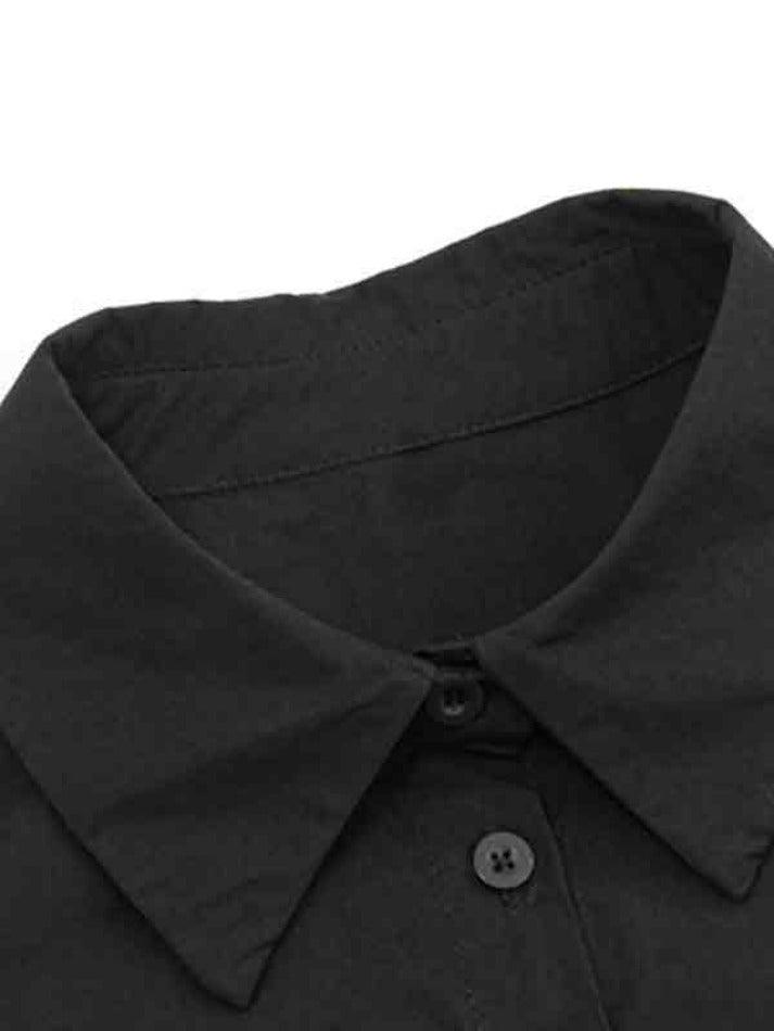 Cutout Chain Decor Lapel Long Sleeve Shirt - AnotherChill