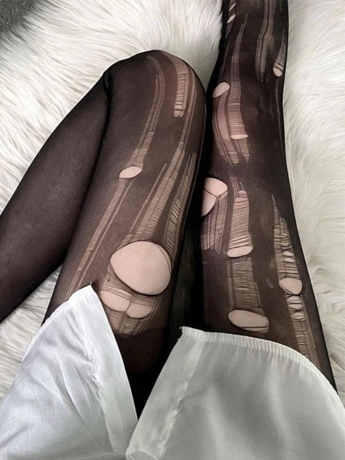 Hand Torn Sheer Mesh Tights - AnotherChill