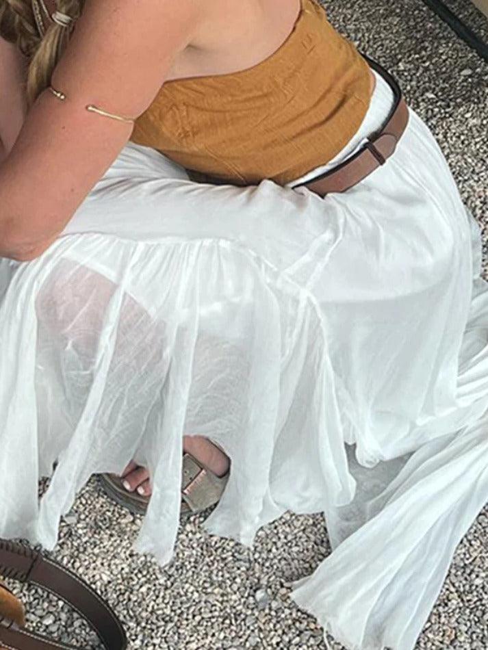 See Through Irregular Hem Midi Skirt - AnotherChill