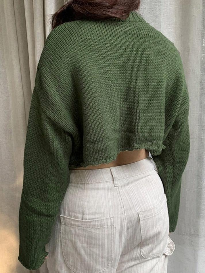 Vintage Star Jacquard Cropped Sweater - AnotherChill
