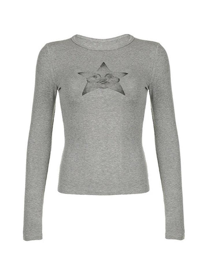 Adorable Star Print Slim Long Sleeve Knit - AnotherChill