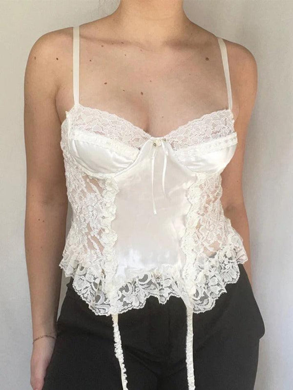 Lace Stitching Hollow Cami Top - AnotherChill