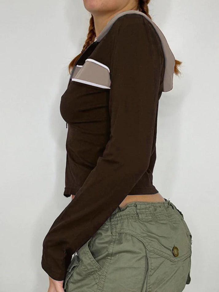 Vintage Contrast Color Splice Hooded Jacket - AnotherChill