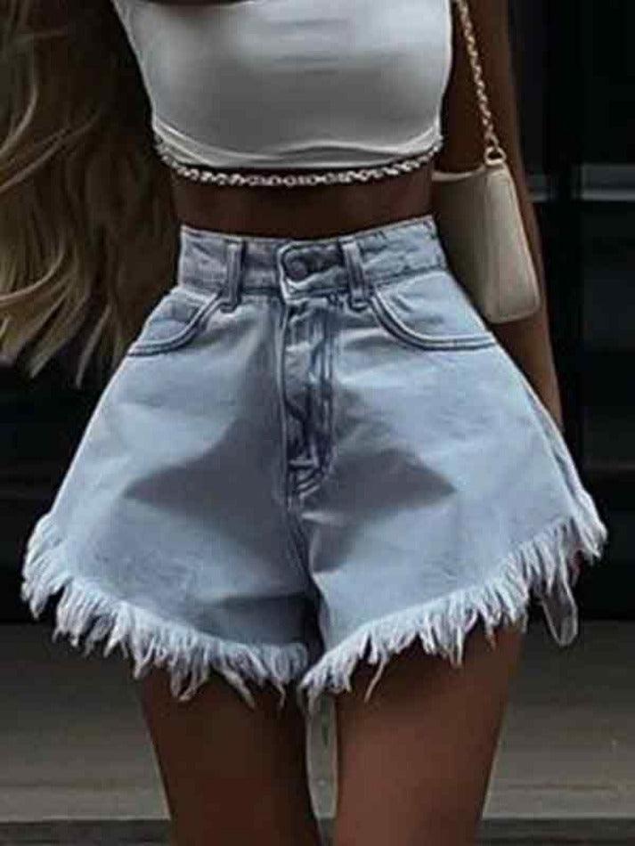 Vintage Burr Flare Denim Shorts - AnotherChill
