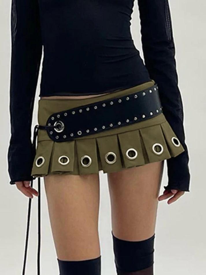 Ultra Short Low Waist Belt Mini Skirt - AnotherChill