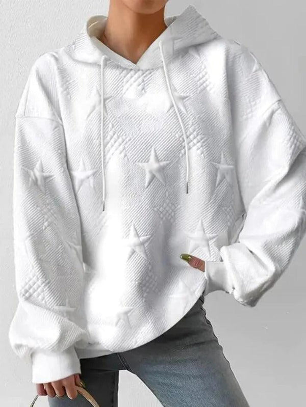 Solid Star Jacquard Oversized Hoodie - AnotherChill