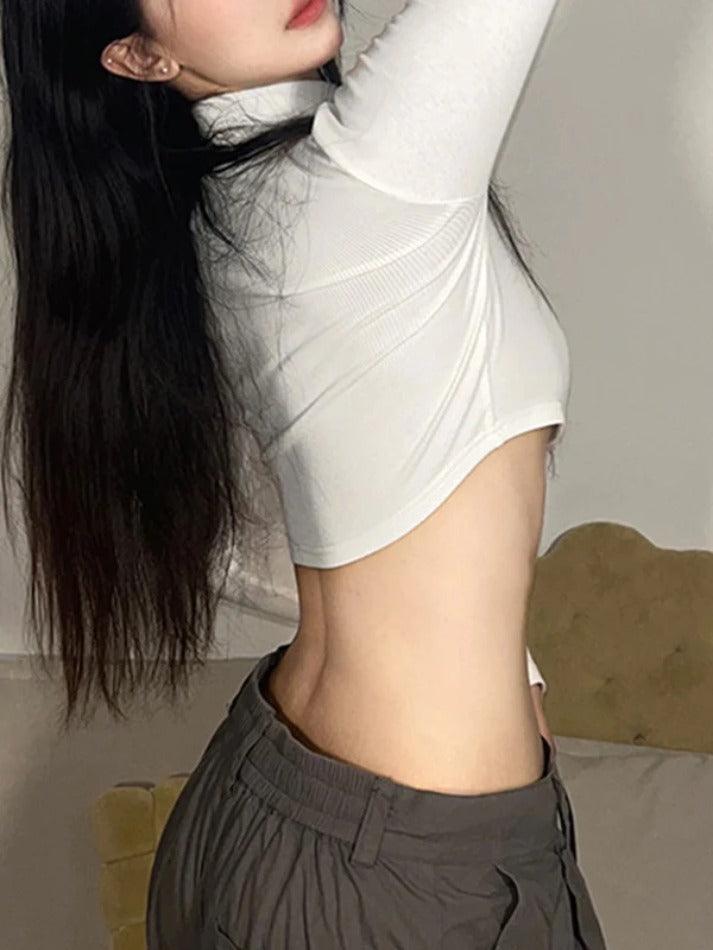 Contrast Color Striped Splice Cropped Long Sleeve Knit - AnotherChill