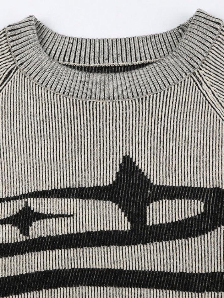 Street Tattered Splice Frayed Hem Sweater - AnotherChill
