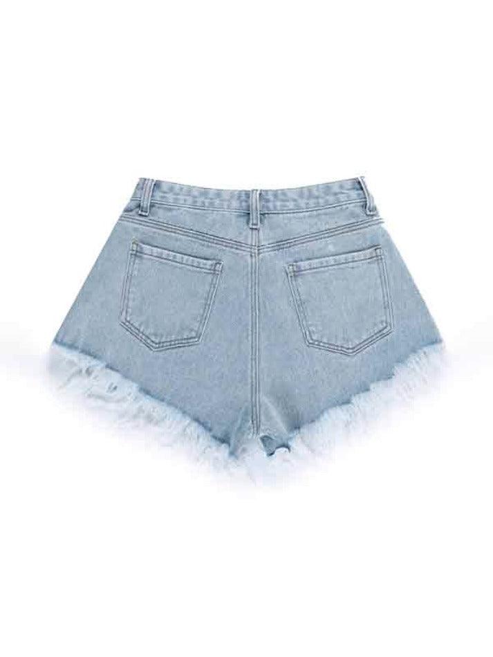 Vintage Burr Flare Denim Shorts - AnotherChill