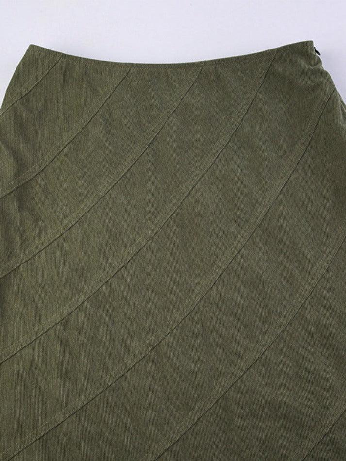Vintage Splice High Rise A-line Mermaid Knit Midi Skirt - AnotherChill