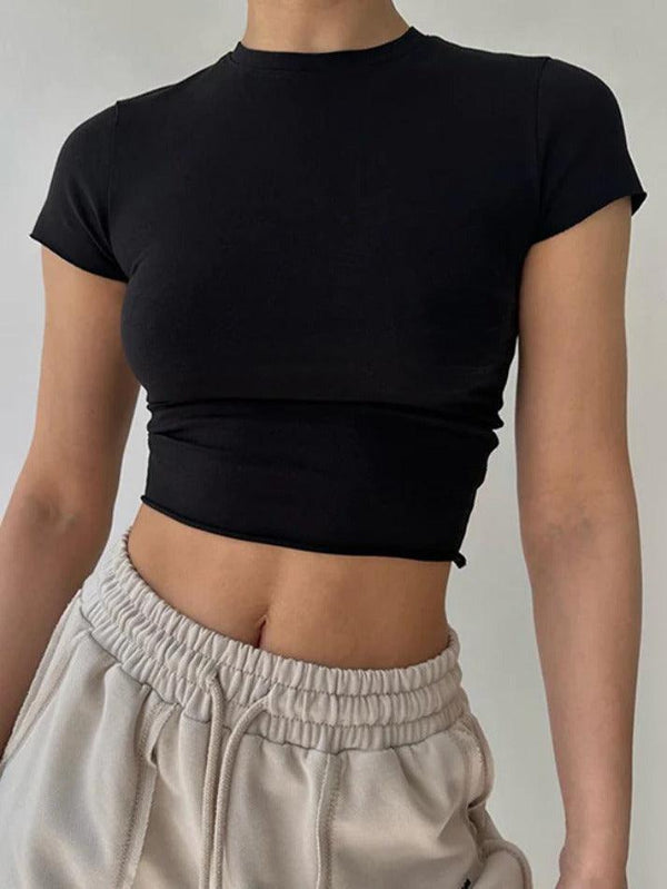 Simple Cropped Short Sleeve Tee - AnotherChill