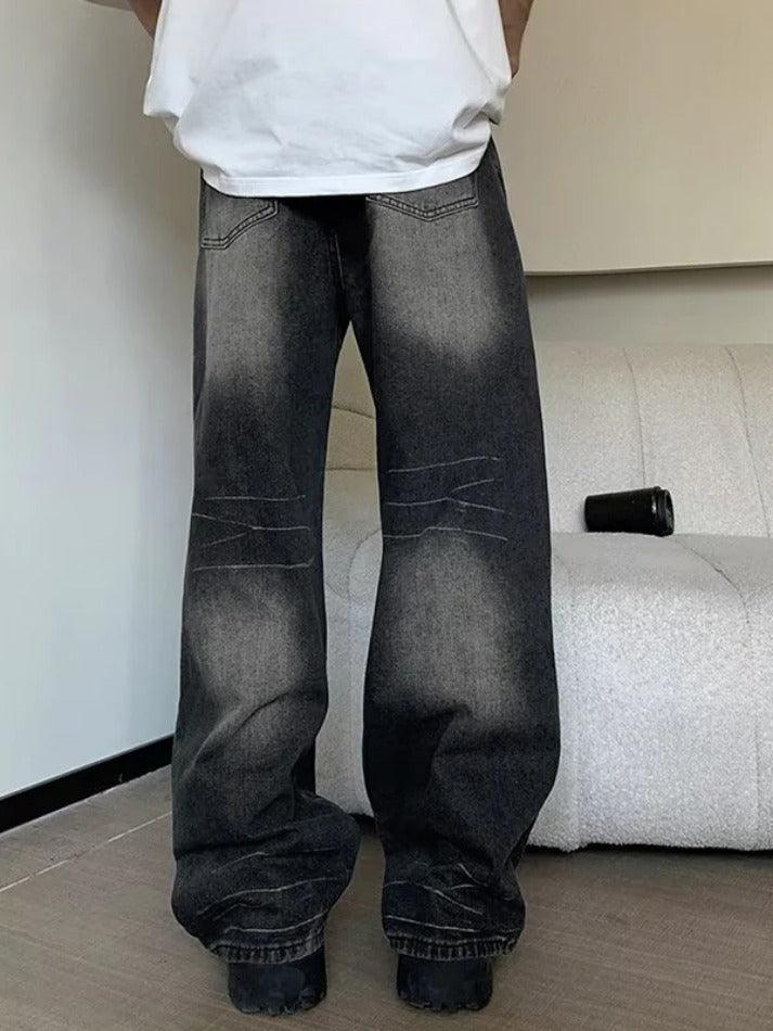Vintage Wash Straight Leg Loose Jeans - AnotherChill