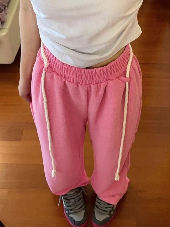 Pink Drawstring Baggy Sweatpants - AnotherChill