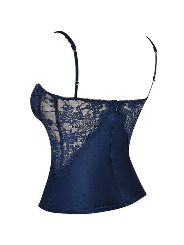 See Through Lace Splice Slim Corset Top - AnotherChill