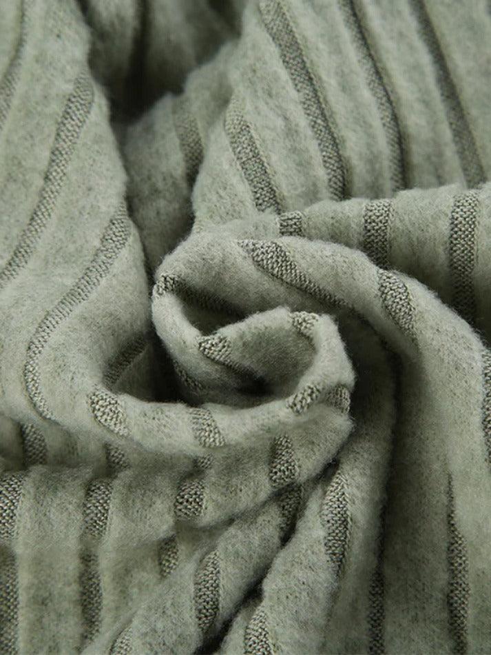 Lace Trim Notch Neck Irregular Cropped Long Sleeve Knit - AnotherChill