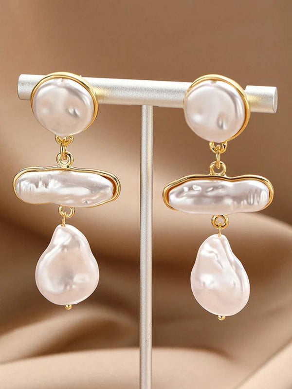 Baroque Irregular Faux Pearl Linked Earring
