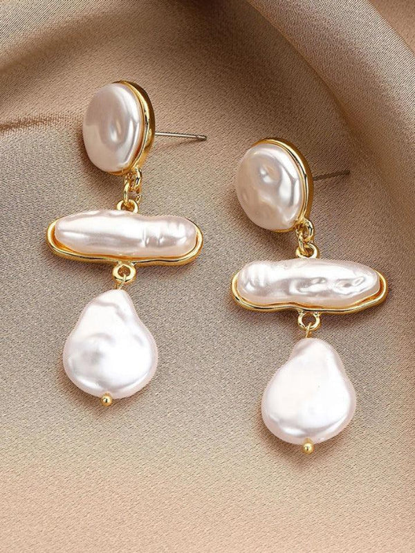 Baroque Irregular Faux Pearl Linked Earring - AnotherChill
