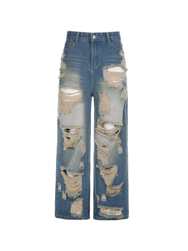 Vintage Distressed Low Rise Ripped Jeans - AnotherChill