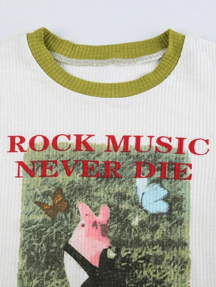 Rabbit Print Contrast Color Splice Long Sleeve Knit - AnotherChill