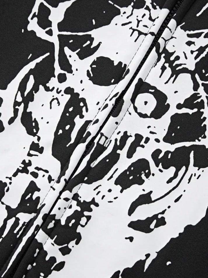Men's Gothic Skull Print Oversized Hoodie - AnotherChill