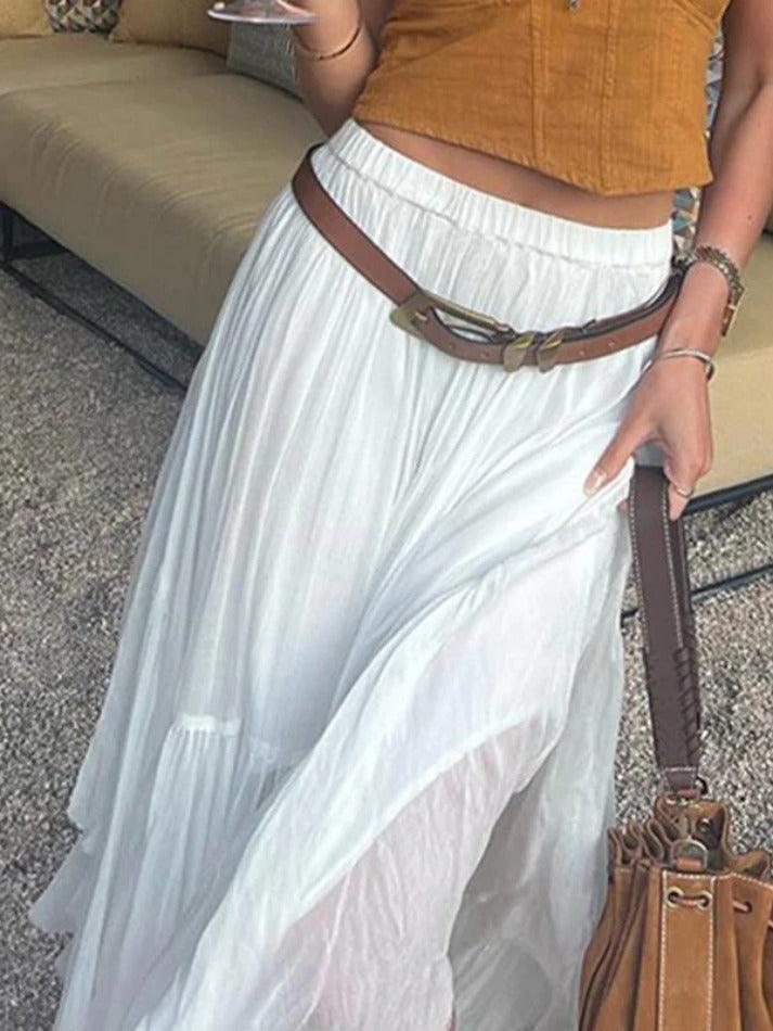 See Through Irregular Hem Midi Skirt - AnotherChill
