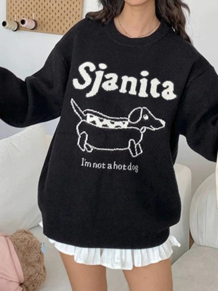 Adorable Dachshund Print Sweater - AnotherChill