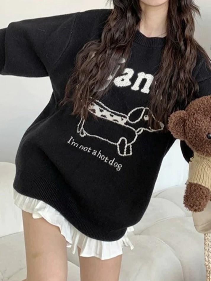 Adorable Dachshund Print Sweater - AnotherChill