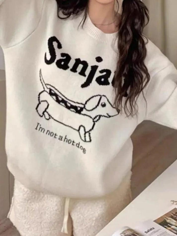 Adorable Dachshund Print Sweater - AnotherChill