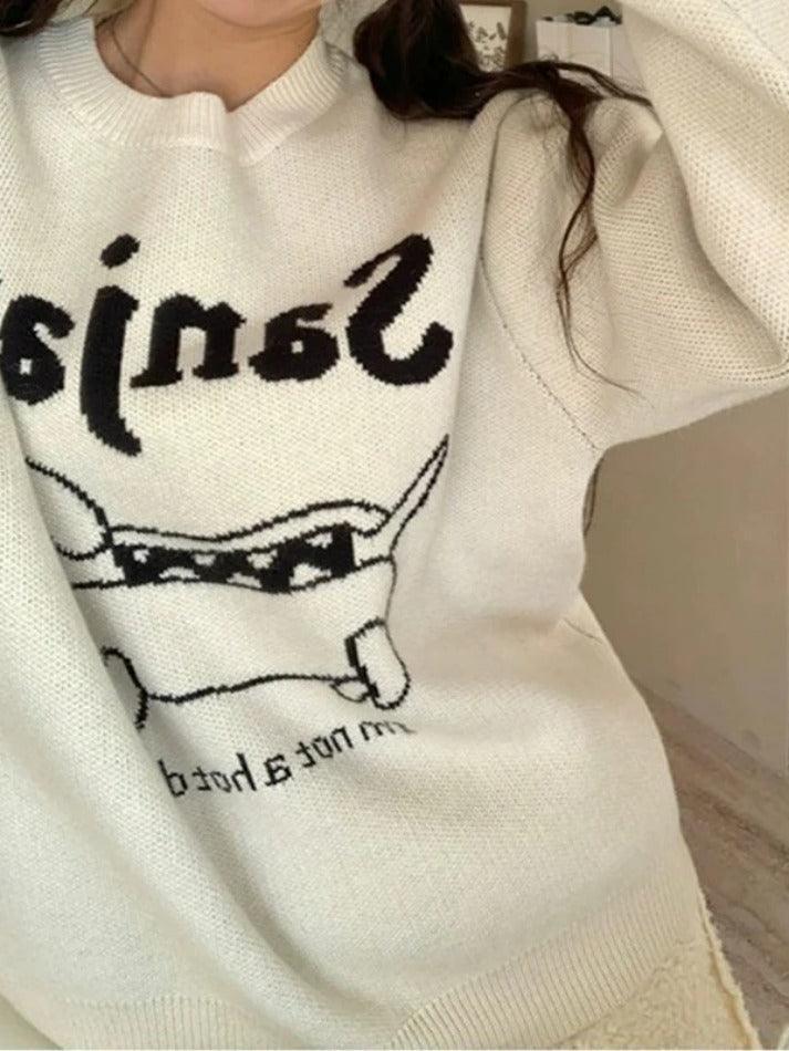 Adorable Dachshund Print Sweater - AnotherChill