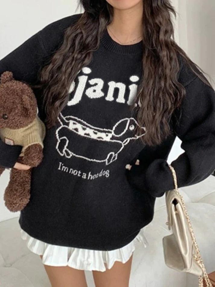 Adorable Dachshund Print Sweater - AnotherChill