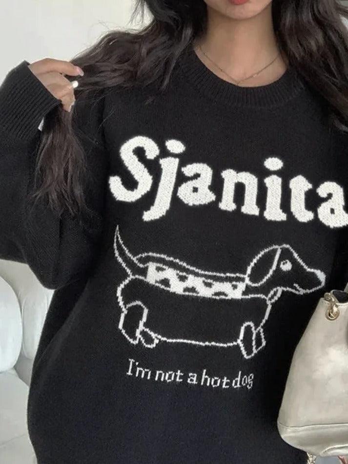 Adorable Dachshund Print Sweater - AnotherChill