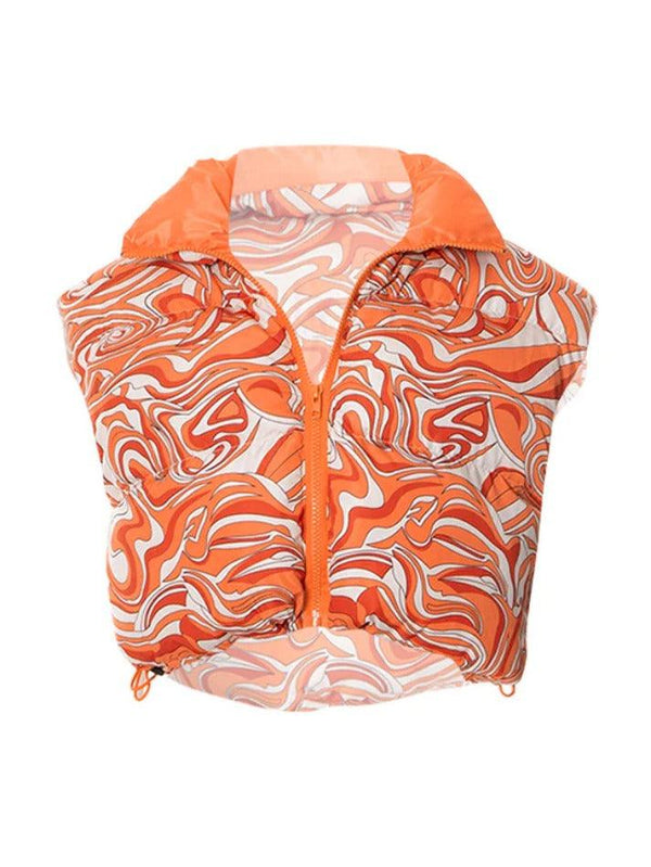 All Over Print Lapel Neck Sleeveless Jacket - AnotherChill