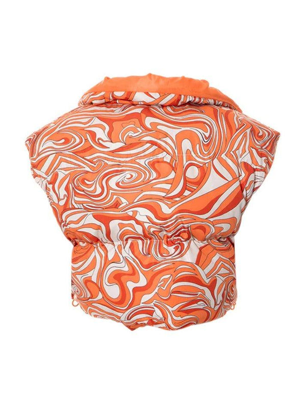 All Over Print Lapel Neck Sleeveless Jacket - AnotherChill