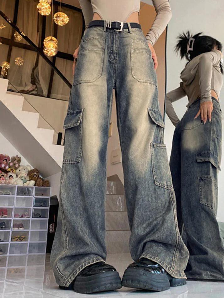 American Vintage Style Pocket Cargo Boyfriend Jeans - AnotherChill