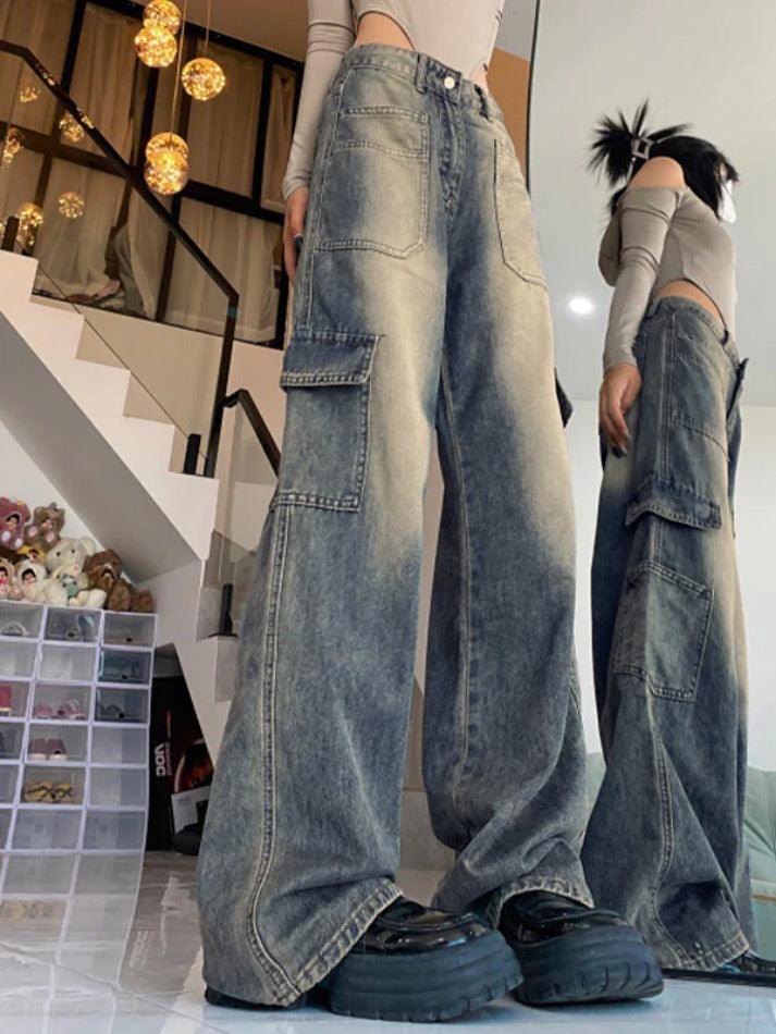 American Vintage Style Pocket Cargo Boyfriend Jeans - AnotherChill
