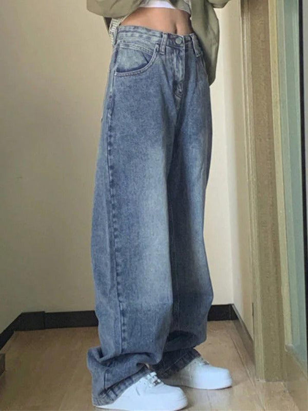 Pocket Design Blue Wash Boyfriend Jeans - AnotherChill