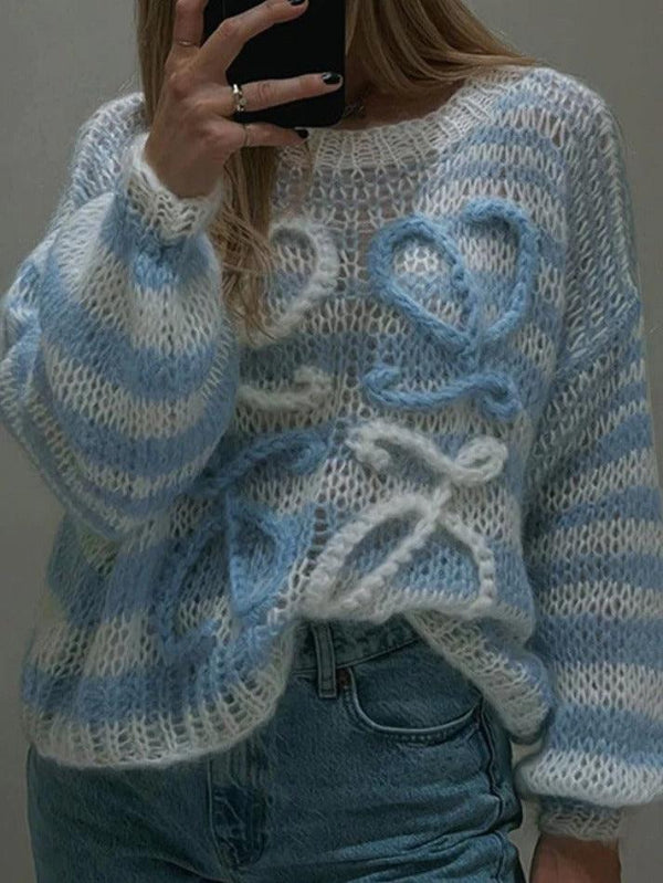 Stripe Crochet Baggy Sweater - AnotherChill