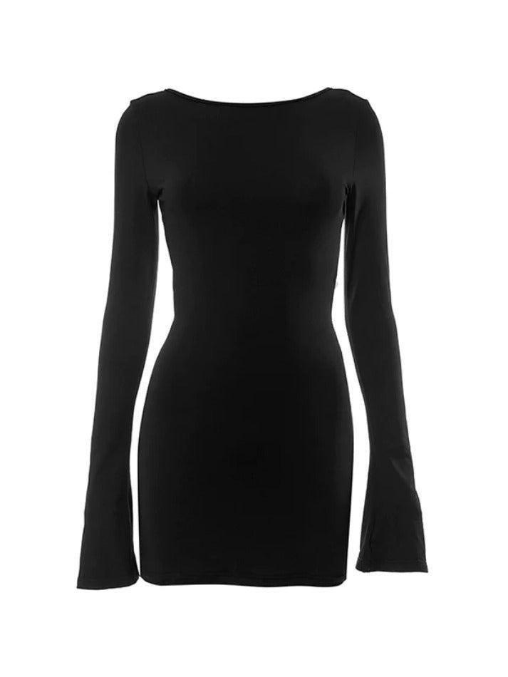 Black Backless Lace Up Mini Dress - AnotherChill
